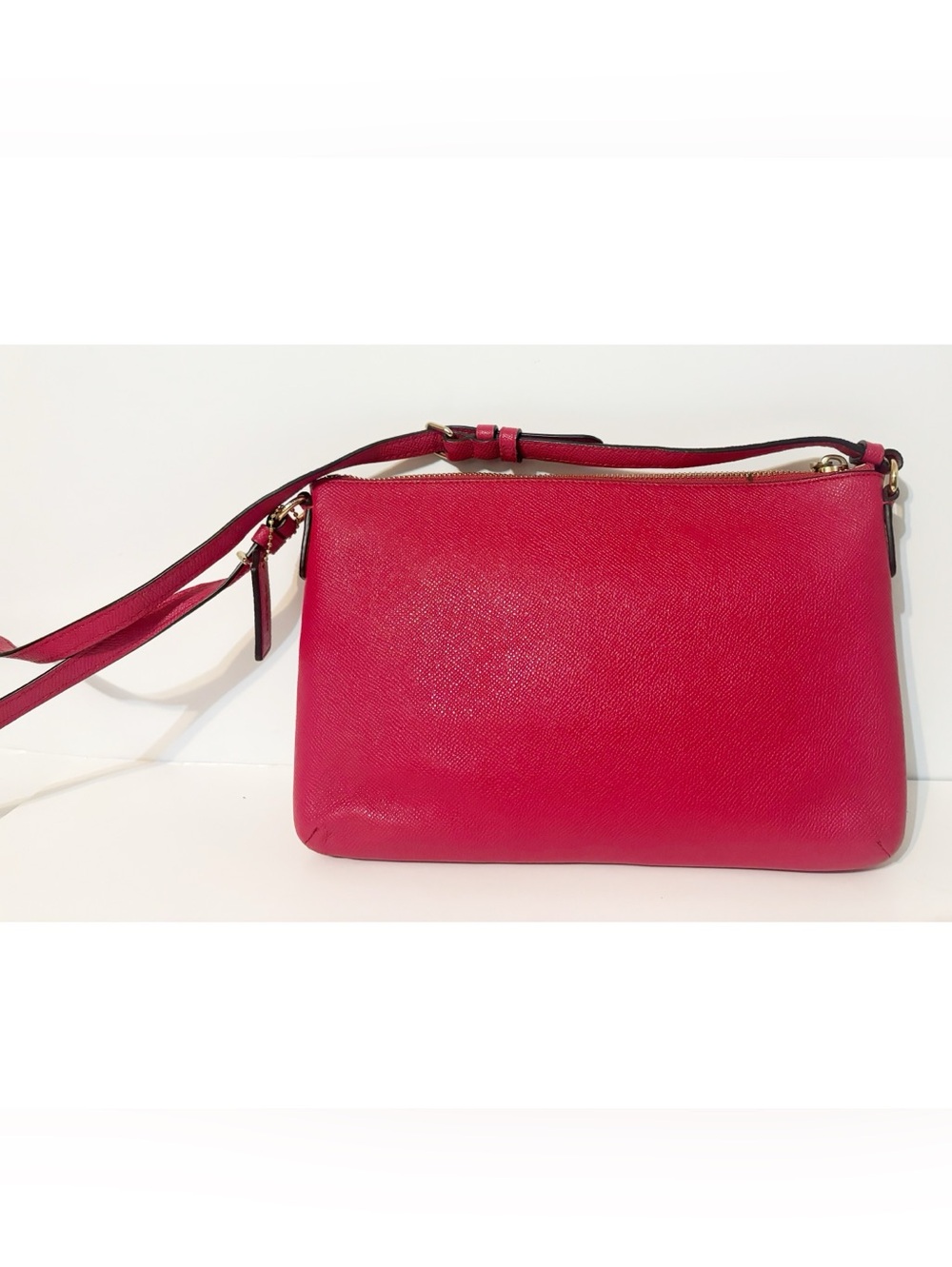 Coach Crossbody Purse Bag w/Pop-Up Pouch, Raspberry Purse, Tan/Brown Pouch - Picture 12 of 13